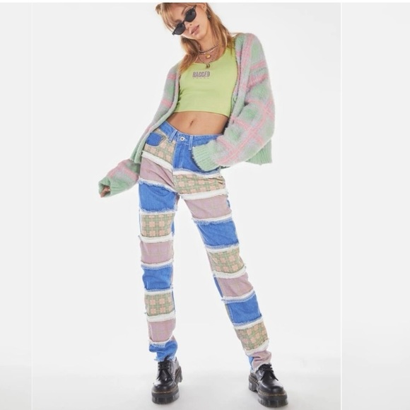 NWT The Ragged Priest Vision Patchwork High Rise Jeans - Picture 4 of 16